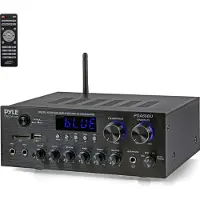 Pyle Amplificateur Audio Stéréo Bluetooth Double Canal MP3 USB SD AUX RCA Micro Casque FM LED Écho Délai (Amplificateur)