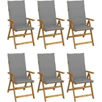 vidaXL Chaises de jardin pliantes 6 pcs. avec coussins en bois massif d'acacia