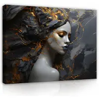 WALLARENA Impression sur toile abstrait marbre moderne 60x40 cm xxl tableau décoration deco murale intissée pour salon chambre cuisine