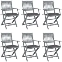 vidaXL Chaises de jardin pliantes 6 pièces avec coussin en bois massif d'acacia
