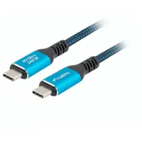 Lanberg CA-CMCM-45CU-0010-BK USB-C M/M USB4 Kabel 1,0m 240W 8K 60Hz schwarz/blau