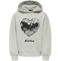 Kids Only Sweat à Capuche - KogMarita - Light Grey Melange/Heart - - 7-8 ans (122-128) - Sweat à Capuche