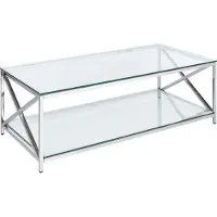 Beliani Table basse avec plateau en verre transparent et structure en acier argenté 40 x 60 cm glamour moderne salon chambre à coucher couloir