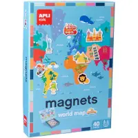 APLI Set de 40 magnets Kids World Map