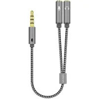 Aisens Adaptateur A128-0415/ Jack 3.5 Male - 2x Jack 3.5 Female/ 25cm/ Grey