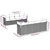 vidaXL Ensemble de salon de jardin 9 pièces avec coussins beige Poly rotin