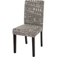 Mendler Chaise de salle à manger Littau, chaise de cuisine, tissu/textile écriture gris, pieds foncés