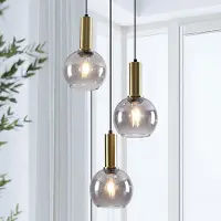 LumenXL Lampe suspendue Imme avec verre fumé, 3-lumières - or