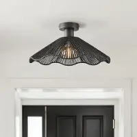 LumenXL Plafonnier Boho-chic Carta noir avec corde Ø40 cm