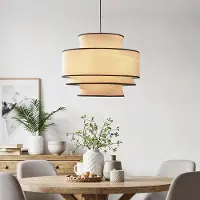 LumenXL Lampe suspendue de style japonais Zohra avec tissu naturel