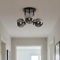 LumenXL Plafonnier à 3 lumières Elora noir avec verre fumé