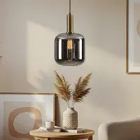 LumenXL Suspension design noire or et verre fumé - Basso