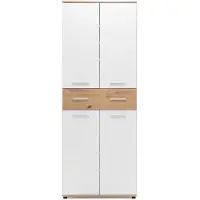 Finori Armoire à chaussures Jakob 70cm 4 portes & 1 tiroir - blanc/chêne artisan