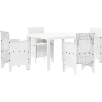 vidaXL : Ensemble de table et chaises d'extérieur, 5 pièces, blanc, en polypropylène