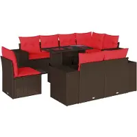 vidaXL Ensemble de 9 canapés de jardin avec coussins, marron, polyrattan