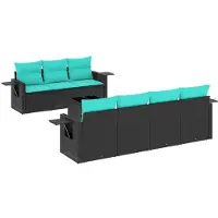 vidaXL Ensemble de 8 canapés de jardin avec coussins, polyrattan noir