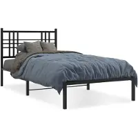 vidaXL Cadre de lit avec tête de lit en métal noir 100x190 cm