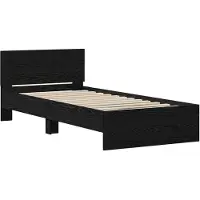 vidaXL Cadre de lit avec tête de lit, noir, imitation chêne, 75 x 190 cm