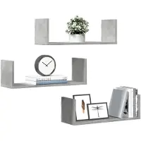 vidaXL Étagères murales 3 pcs gris béton 58x18x18 cm bois d'ingénierie