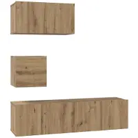vidaXL Ensemble de 4 meubles TV , style artisanal, en bois stratifié imitation chêne
