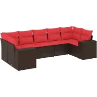 vidaXL Ensemble de 7 canapés de jardin avec coussins, marron, polyrattan