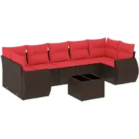 vidaXL Ensemble de 8 canapés de jardin avec coussins, brun, polyrattan