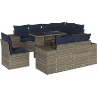 vidaXL Ensemble de 9 canapés de jardin avec coussins, gris, polyrattan