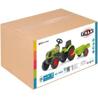 Falk Tracteur Claas Vert sur pédales avec remorque + klaxon depuis 2 ans.
