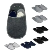 Relaxdays Unisexe, Chaussons, 6x Gästehausschuhe, Bleu, Gris, Noir, (36, 37, 38, 39, 40, 41, 42, 43, 44, 45)