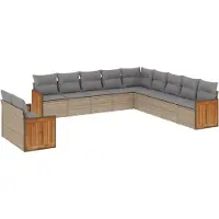 vidaXL Ensemble de salon de jardin 11 pièces avec coussins Beige Poly Rattan