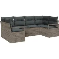 vidaXL Ensemble de canapés de jardin , 6 pièces, gris, en résine tressée