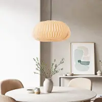 LumenXL Lampe suspendue minimaliste lin, beige - Linte