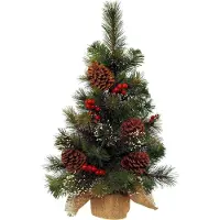 Everlands Mini Sapin Enneigé Avec Baies Et Pommes De Pin, 30x45cm. Everlend