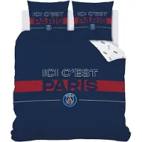 Paris Saint Germain Parure De Lit Imprimée 100% Coton, Psg Devise Bleu