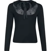 Voodoo Vixen T-shirt manches longues Rockabilly de - Bat Collar Web Lace Top - M - 4XL - pour Femme - noir - Taille XL