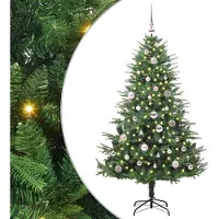 vidaXL Sapin de Noël artificiel pré-éclairé avec set de boules Vert