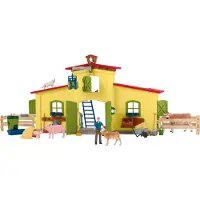 Schleich Farm World Coffret de jeu avec figurines et accessoires - 92 pi ces Coffret de jeu pour enfants avec vache, cheval, cochon, taureau et a