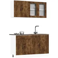 vidaXL Ensemble de 4 armoires de cuisine Porto Chêne fumé Matériau dérivé du bois
