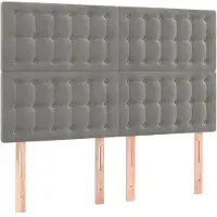 vidaXL Têtes de lit 4 pcs. Gris clair 72x5x78/88 cm velours