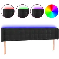 vidaXL LED Tête de lit noir 183x16x78/88 cm velours