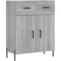 vidaXL Highboard Gris Sonoma 69,5x34x180 cm Matériau dérivé du bois
