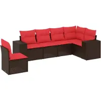 vidaXL Ensemble de 6 canapés de jardin avec coussins, marron, polyrattan