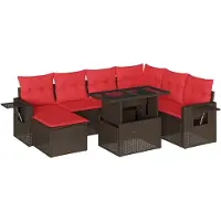vidaXL Ensemble de 8 canapés de jardin avec coussins, brun, polyrattan