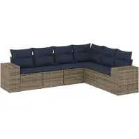 vidaXL Ensemble de 6 canapés de jardin avec coussins, gris, polyrattan