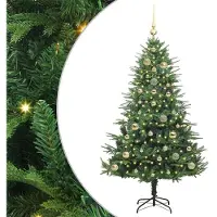 vidaXL Sapin de Noël artificiel pré-éclairé avec set de boules Vert