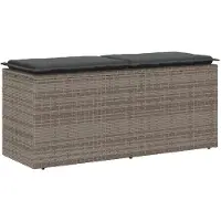 vidaXL Banc de jardin avec coussins Gris 110x40x44 cm Poly rotin