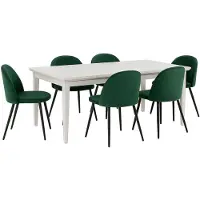 Ebuy24 Venedig ensemble pour salle à manger table à manger blanc 95x180/276 avec 2 plateaux supplémentaires 6 chaises velours vert.