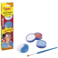 Jovi Face Paint ADVENTURE 3 Tiegel à 8 ml in Weiß, Rot und Hellblau in einer Hängebox. Inklusive Gesichts