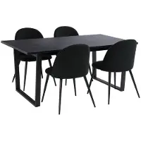 Ebuy24 Tilst ensemble pour salle à manger table à manger impression marbre noir 90x160 4 chaises velours noir.