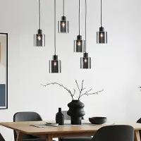 LumenXL Lampe suspendue noire Palaio avec verre fumé, 6 lumières